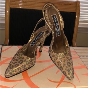 Via Spiga Animal Print Sandal High Heels Sz 6 NWOB
